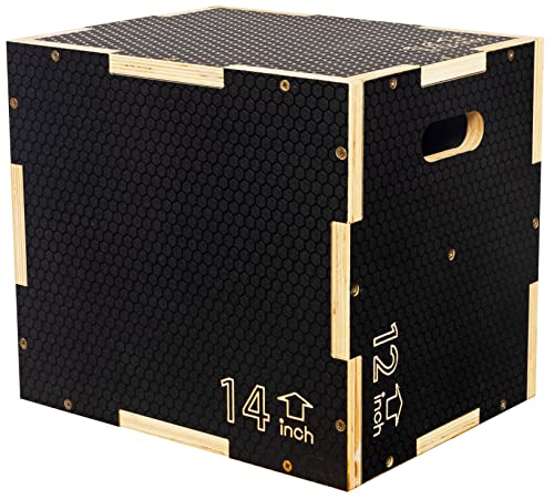 Signature Fitness In Non Slip Wooden Plyo Box Plyometric Box Jumping Exercise, Multiple Sizes