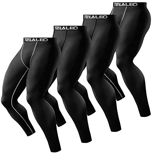 Telaleo Pack Men'S Compression Pants Leggings Sports Tights Athletic Baselayer Workout Running Black M