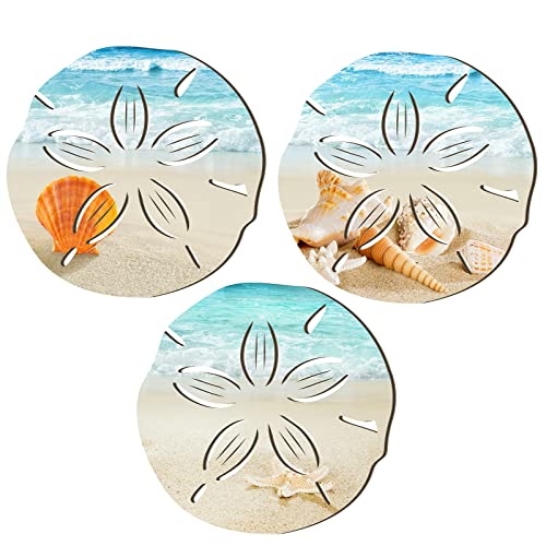 Tatuo Summer Wall Decor Wooden Crabs Seahorses Sea Turtle Wall Decor Hanging Ocean Wall Arts Beach Theme Art Decorations For Bathroom Outdoor Indoor House Office(Pcs, Sand Dol