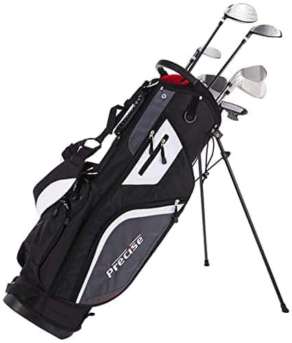 Top Line Men'S Right Handed Golf Club Set , Set Includes Driver, Wood, Hybrid, , , , , , Pw Stainless Steel Irons With True Temper Steel Shaft, Putter, Deluxe Stand Bag & Head